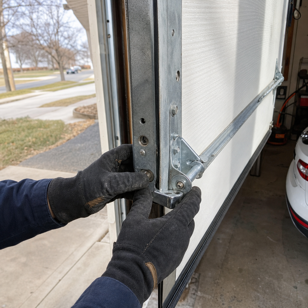 Technician performing emergency garage door repair service in Maple Glen, WV